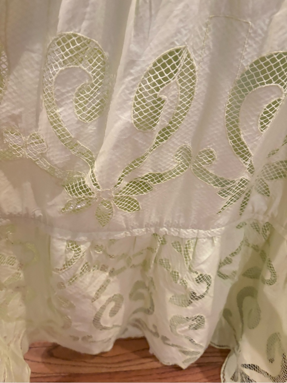 Anthropologie Lemon Green Eyelet Maxi Dress with Smocked Waist - Picture 5 of 6